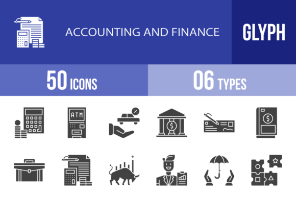 50 Accounting & Finance Glyph Icons for Clear Communication
