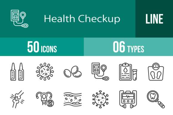 50 Health Checkup Line Icons for Modern Design Projects