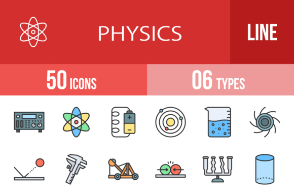 50 Physics Filled Line Icons: A Complete Toolkit for Modern Design