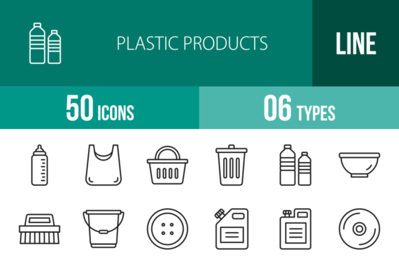 50 Plastic Products Line Icons: A Design Asset for Modern Projects