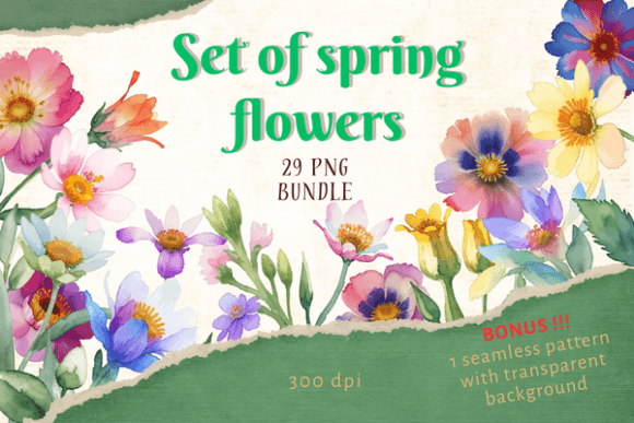 Bring Your Designs to Life with a Set of Spring Flowers