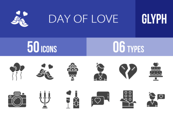 Designing Romance: Unlocking the 50 Day of Love Glyph Icons