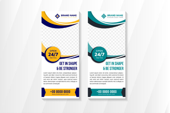 Fitness Curve Vertical Banner: Dynamic Design for Bold Branding
