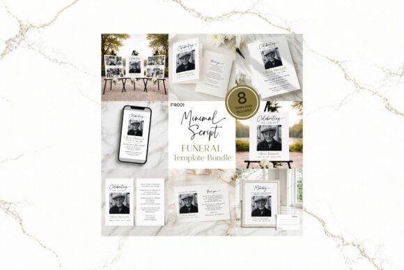 Funeral Bundle B&W Canva FR001: A Complete Memorial Set