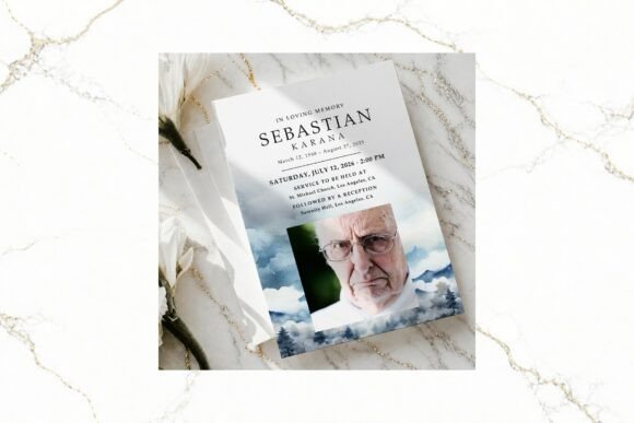 Funeral Invitation Canva FR010: A Serene, Masculine Design for Honoring a Life