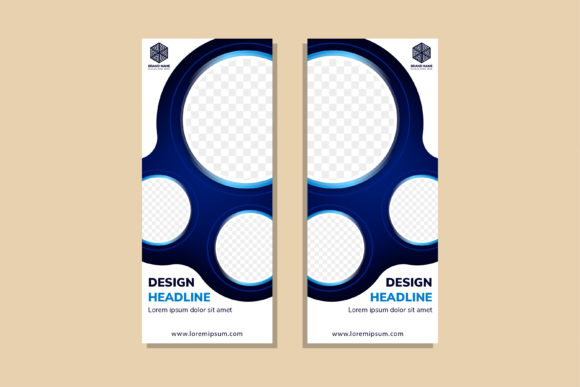 Modern Marketing with Circle Blue White Vertical Banners