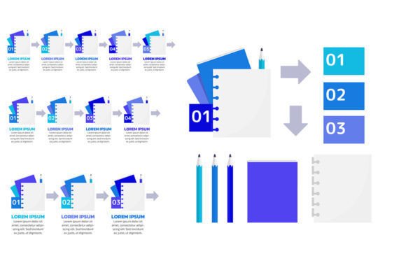 Note Taking Blue Infographic Chart Set: A Visual Toolkit