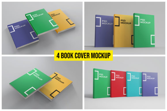 Realistic 4 Book Cover Mockup: Elevate Your Book Presentations
