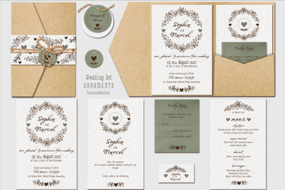 Wedding Set Ornaments: Crafting Cohesive Stationery